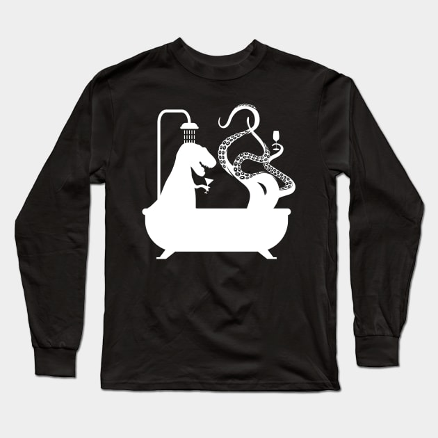 T Rex and Kraken Bath Buddies Long Sleeve T-Shirt by Daz Art & Designs